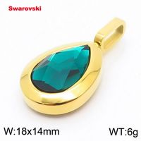 1 Piece Stainless Steel Rhinestones 18K Gold Plated Water Droplets sku image 9
