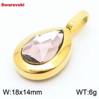 1 Piece Stainless Steel Rhinestones 18K Gold Plated Water Droplets sku image 11
