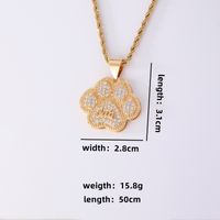 Cute Hip-Hop Paw Print Stainless Steel Titanium Steel Plating Inlay Rhinestones Zircon K Gold Plated Unisex Pendant Necklace sku image 1