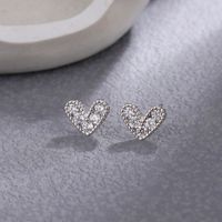 1 Pair Simple Style Commute Heart Shape Plating Sterling Silver Zircon Silver Plated Ear Studs main image 1