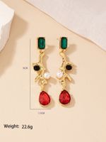 1 Pair Classical Retro Square Plating Inlay Alloy Gem Gold Plated Drop Earrings main image 7