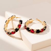 Wholesale Jewelry Elegant Vacation Simple Style Geometric Alloy Rhinestones Gold Plated Plating Inlay Hoop Earrings main image 5