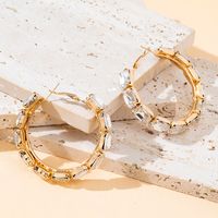 Wholesale Jewelry Elegant Vacation Simple Style Geometric Alloy Rhinestones Gold Plated Plating Inlay Hoop Earrings sku image 2