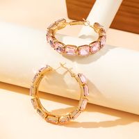 Wholesale Jewelry Elegant Vacation Simple Style Geometric Alloy Rhinestones Gold Plated Plating Inlay Hoop Earrings main image 8