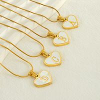 304 Stainless Steel 18K Gold Plated Cute Polishing Plating Inlay Heart Shape Shell Pendant Necklace main image 1