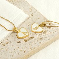 304 Stainless Steel 18K Gold Plated Cute Polishing Plating Inlay Heart Shape Shell Pendant Necklace main image 5
