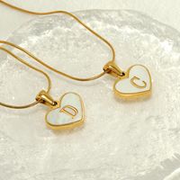 304 Stainless Steel 18K Gold Plated Cute Polishing Plating Inlay Heart Shape Shell Pendant Necklace main image 2