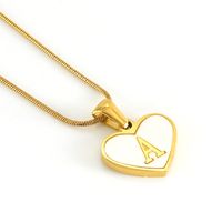 304 Stainless Steel 18K Gold Plated Cute Polishing Plating Inlay Heart Shape Shell Pendant Necklace sku image 16