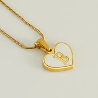 304 Stainless Steel 18K Gold Plated Cute Polishing Plating Inlay Heart Shape Shell Pendant Necklace sku image 12