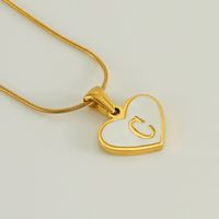 304 Stainless Steel 18K Gold Plated Cute Polishing Plating Inlay Heart Shape Shell Pendant Necklace sku image 3