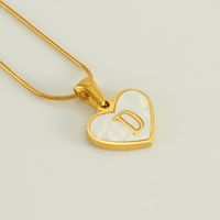 304 Stainless Steel 18K Gold Plated Cute Polishing Plating Inlay Heart Shape Shell Pendant Necklace sku image 11