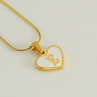 304 Stainless Steel 18K Gold Plated Cute Polishing Plating Inlay Heart Shape Shell Pendant Necklace sku image 5