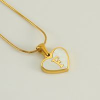 304 Stainless Steel 18K Gold Plated Cute Polishing Plating Inlay Heart Shape Shell Pendant Necklace sku image 6