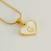 304 Stainless Steel 18K Gold Plated Cute Polishing Plating Inlay Heart Shape Shell Pendant Necklace sku image 6