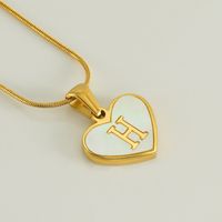 304 Stainless Steel 18K Gold Plated Cute Polishing Plating Inlay Heart Shape Shell Pendant Necklace sku image 8