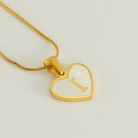 304 Stainless Steel 18K Gold Plated Cute Polishing Plating Inlay Heart Shape Shell Pendant Necklace sku image 9