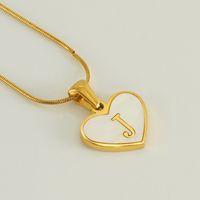 304 Stainless Steel 18K Gold Plated Cute Polishing Plating Inlay Heart Shape Shell Pendant Necklace sku image 10