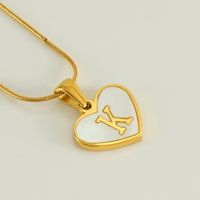 304 Stainless Steel 18K Gold Plated Cute Polishing Plating Inlay Heart Shape Shell Pendant Necklace sku image 11