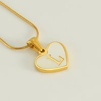 304 Stainless Steel 18K Gold Plated Cute Polishing Plating Inlay Heart Shape Shell Pendant Necklace sku image 12