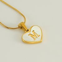 304 Stainless Steel 18K Gold Plated Cute Polishing Plating Inlay Heart Shape Shell Pendant Necklace sku image 13