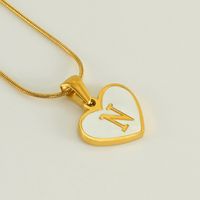 304 Stainless Steel 18K Gold Plated Cute Polishing Plating Inlay Heart Shape Shell Pendant Necklace sku image 3