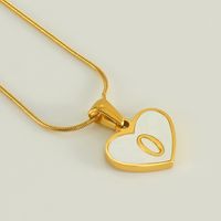304 Stainless Steel 18K Gold Plated Cute Polishing Plating Inlay Heart Shape Shell Pendant Necklace sku image 21