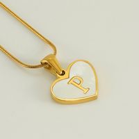 304 Stainless Steel 18K Gold Plated Cute Polishing Plating Inlay Heart Shape Shell Pendant Necklace sku image 16