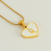 304 Stainless Steel 18K Gold Plated Cute Polishing Plating Inlay Heart Shape Shell Pendant Necklace sku image 22