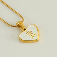 304 Stainless Steel 18K Gold Plated Cute Polishing Plating Inlay Heart Shape Shell Pendant Necklace sku image 18