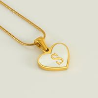 304 Stainless Steel 18K Gold Plated Cute Polishing Plating Inlay Heart Shape Shell Pendant Necklace sku image 19