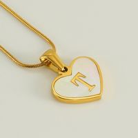 304 Stainless Steel 18K Gold Plated Cute Polishing Plating Inlay Heart Shape Shell Pendant Necklace sku image 20
