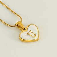 304 Stainless Steel 18K Gold Plated Cute Polishing Plating Inlay Heart Shape Shell Pendant Necklace sku image 21