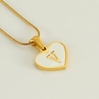 304 Stainless Steel 18K Gold Plated Cute Polishing Plating Inlay Heart Shape Shell Pendant Necklace sku image 10