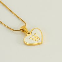 304 Stainless Steel 18K Gold Plated Cute Polishing Plating Inlay Heart Shape Shell Pendant Necklace sku image 24