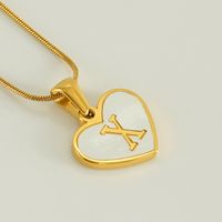 304 Stainless Steel 18K Gold Plated Cute Polishing Plating Inlay Heart Shape Shell Pendant Necklace sku image 25