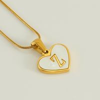 304 Stainless Steel 18K Gold Plated Cute Polishing Plating Inlay Heart Shape Shell Pendant Necklace sku image 26