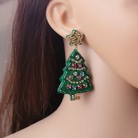 1 Pair Elegant Exaggerated Streetwear Christmas Tree Snowflake Glass Drop Earrings main image 5