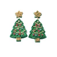 1 Pair Elegant Exaggerated Streetwear Christmas Tree Snowflake Glass Drop Earrings main image 4
