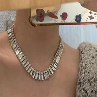Elegant Vintage Style Geometric Alloy Plating Inlay Rhinestones Silver Plated Women's Necklace main image 1