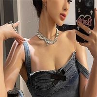 Elegant Vintage Style Geometric Alloy Plating Inlay Rhinestones Silver Plated Women's Necklace main image 5