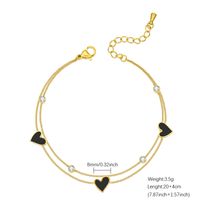 Casual Simple Style Classic Style Heart Shape Stainless Steel Titanium Steel Plating Inlay Zircon Gold Plated Women's Anklet main image 2
