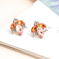 1 Pair Elegant Leaves Plating Inlay Alloy Crystal Rhinestones Gold Plated Ear Studs main image 3