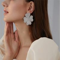 1 Pair Casual Retro Flower Plating Inlay Alloy Rhinestones Silver Plated Ear Studs main image 8