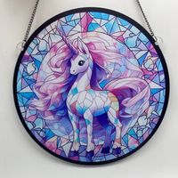 Cartoon Style Cute Unicorn Arylic Pendant Wall Art sku image 1