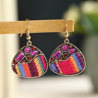 1 Pair Ethnic Style Round Cloth Metal Plating Inlay Artificial Gemstones Women's Drop Earrings sku image 18