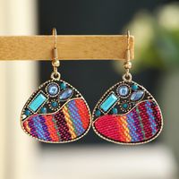 1 Pair Ethnic Style Round Cloth Metal Plating Inlay Artificial Gemstones Women's Drop Earrings sku image 20