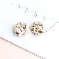 1 Pair Elegant Leaves Water Droplets Plating Inlay Alloy Crystal Rhinestones Gold Plated Ear Studs main image 2