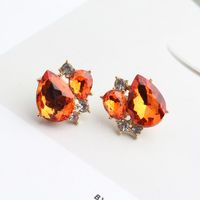 1 Pair Elegant Leaves Water Droplets Plating Inlay Alloy Crystal Rhinestones Gold Plated Ear Studs main image 3