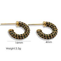 1 Pair Simple Style Classic Style Color Block Inlay 304 Stainless Steel Rhinestones 14K Gold Plated Ear Studs sku image 4