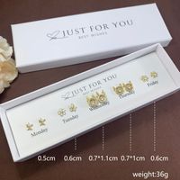 1 Set Cute Leaf Heart Shape Plating Inlay Copper Artificial Pearls Artificial Diamond 14k Gold Plated Ear Studs sku image 7